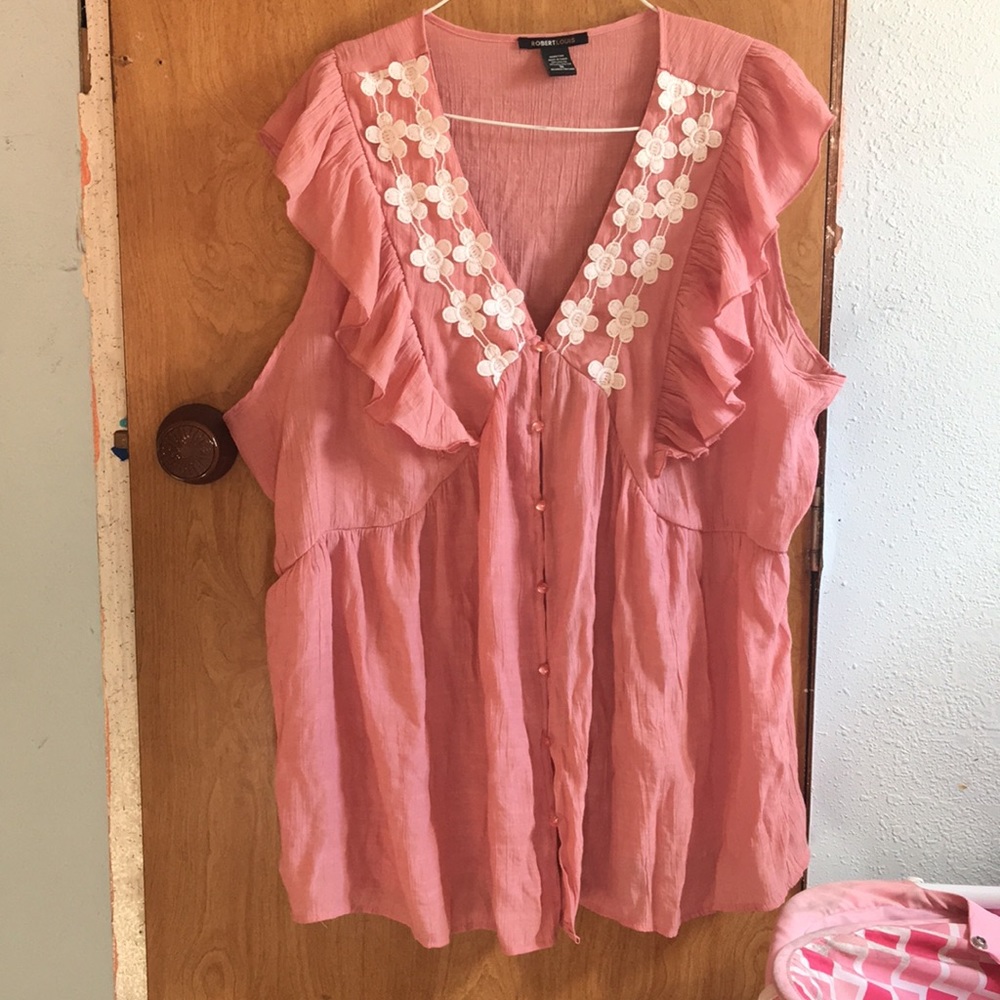 Robert Louis button down vest with flower detail